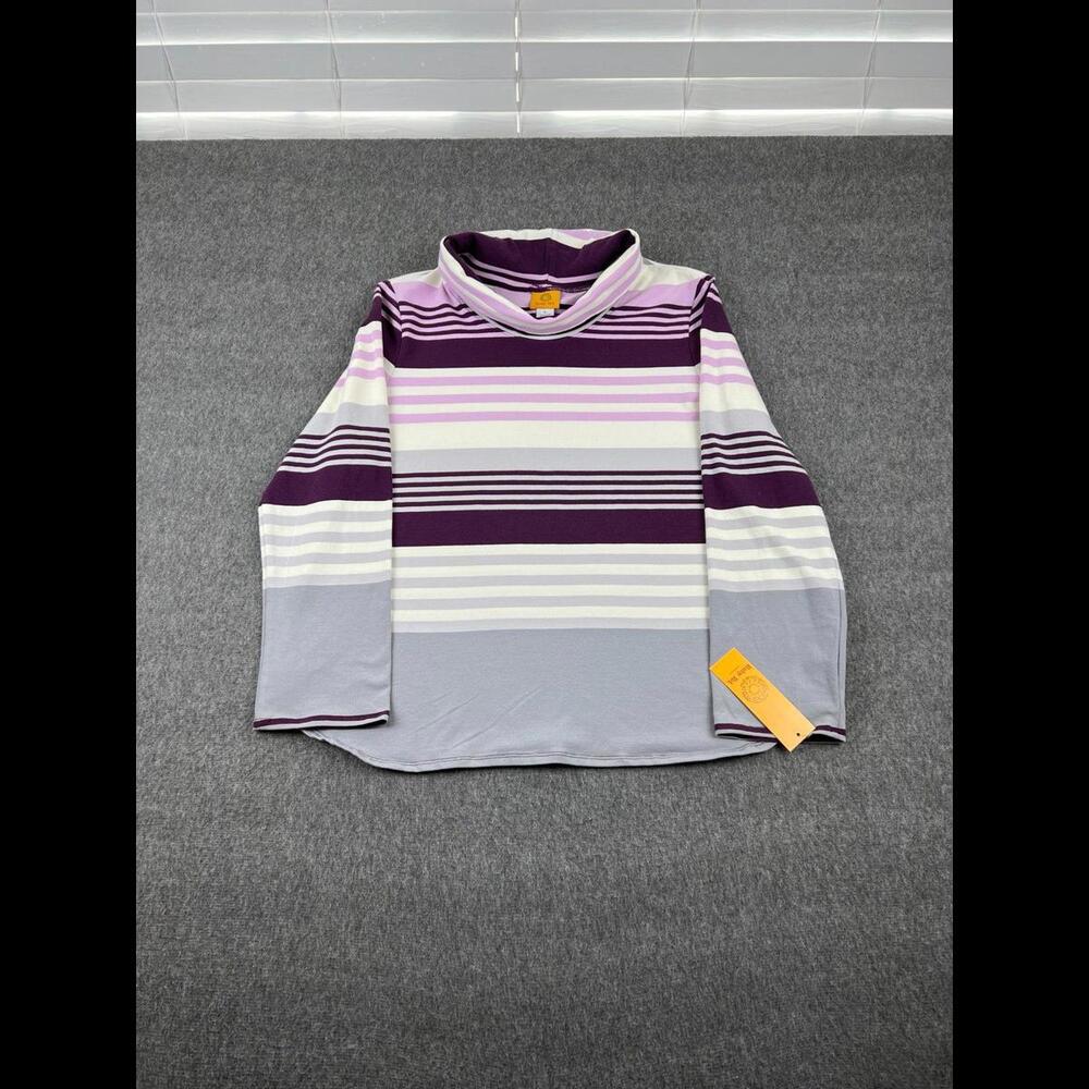 Ruby Rd Purple and Gray Striped‎ Scoop Neck Sz Large
